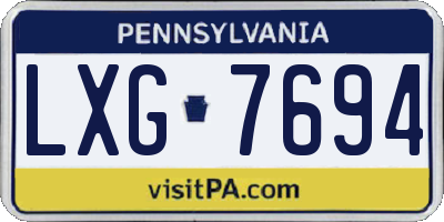 PA license plate LXG7694