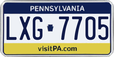 PA license plate LXG7705