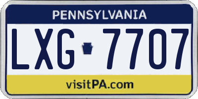 PA license plate LXG7707
