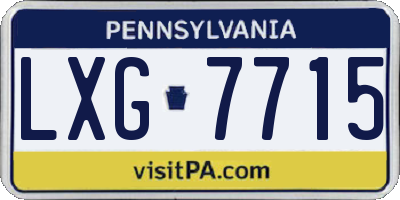 PA license plate LXG7715