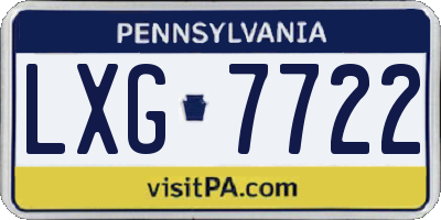 PA license plate LXG7722