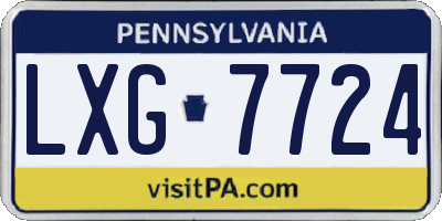 PA license plate LXG7724