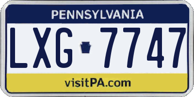 PA license plate LXG7747