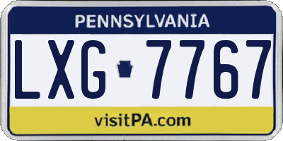 PA license plate LXG7767