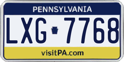 PA license plate LXG7768