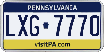 PA license plate LXG7770