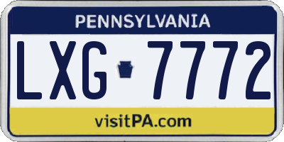 PA license plate LXG7772