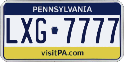 PA license plate LXG7777
