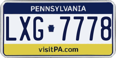 PA license plate LXG7778
