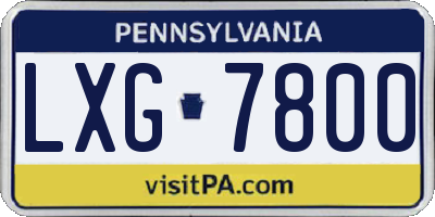 PA license plate LXG7800
