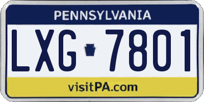 PA license plate LXG7801