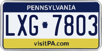 PA license plate LXG7803