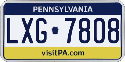 PA license plate LXG7808