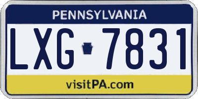 PA license plate LXG7831