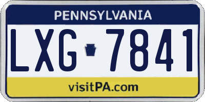 PA license plate LXG7841