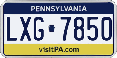 PA license plate LXG7850