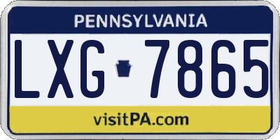 PA license plate LXG7865