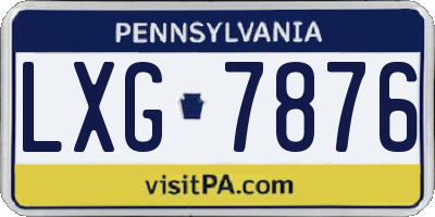 PA license plate LXG7876