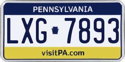 PA license plate LXG7893