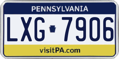 PA license plate LXG7906
