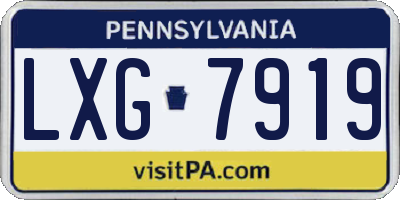 PA license plate LXG7919
