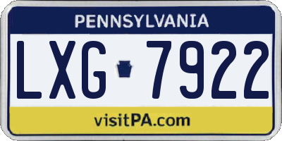 PA license plate LXG7922