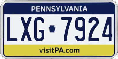PA license plate LXG7924