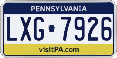 PA license plate LXG7926