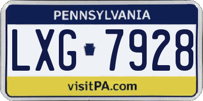 PA license plate LXG7928