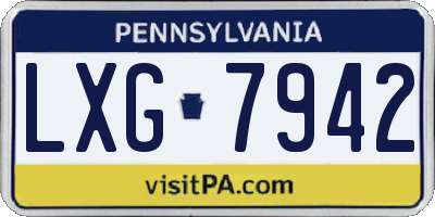 PA license plate LXG7942