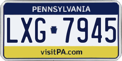 PA license plate LXG7945