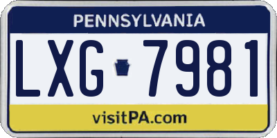 PA license plate LXG7981
