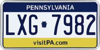 PA license plate LXG7982
