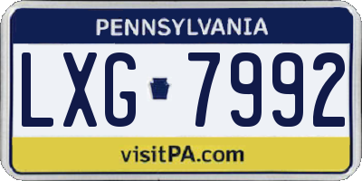 PA license plate LXG7992