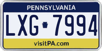 PA license plate LXG7994