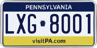 PA license plate LXG8001