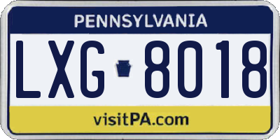 PA license plate LXG8018