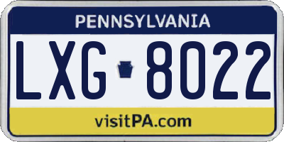 PA license plate LXG8022