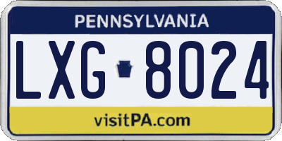 PA license plate LXG8024
