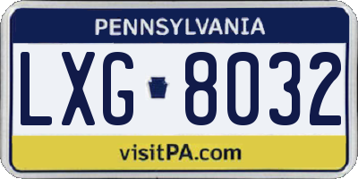PA license plate LXG8032