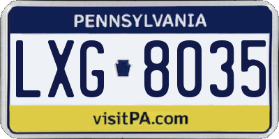PA license plate LXG8035