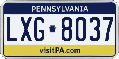 PA license plate LXG8037