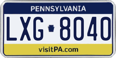 PA license plate LXG8040