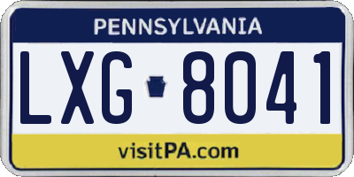 PA license plate LXG8041