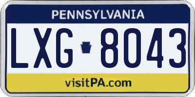PA license plate LXG8043