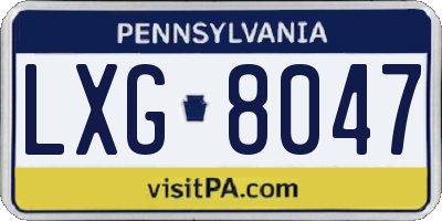 PA license plate LXG8047