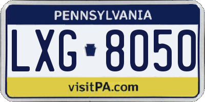 PA license plate LXG8050