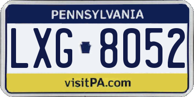 PA license plate LXG8052