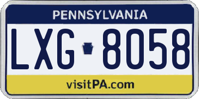 PA license plate LXG8058