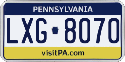 PA license plate LXG8070